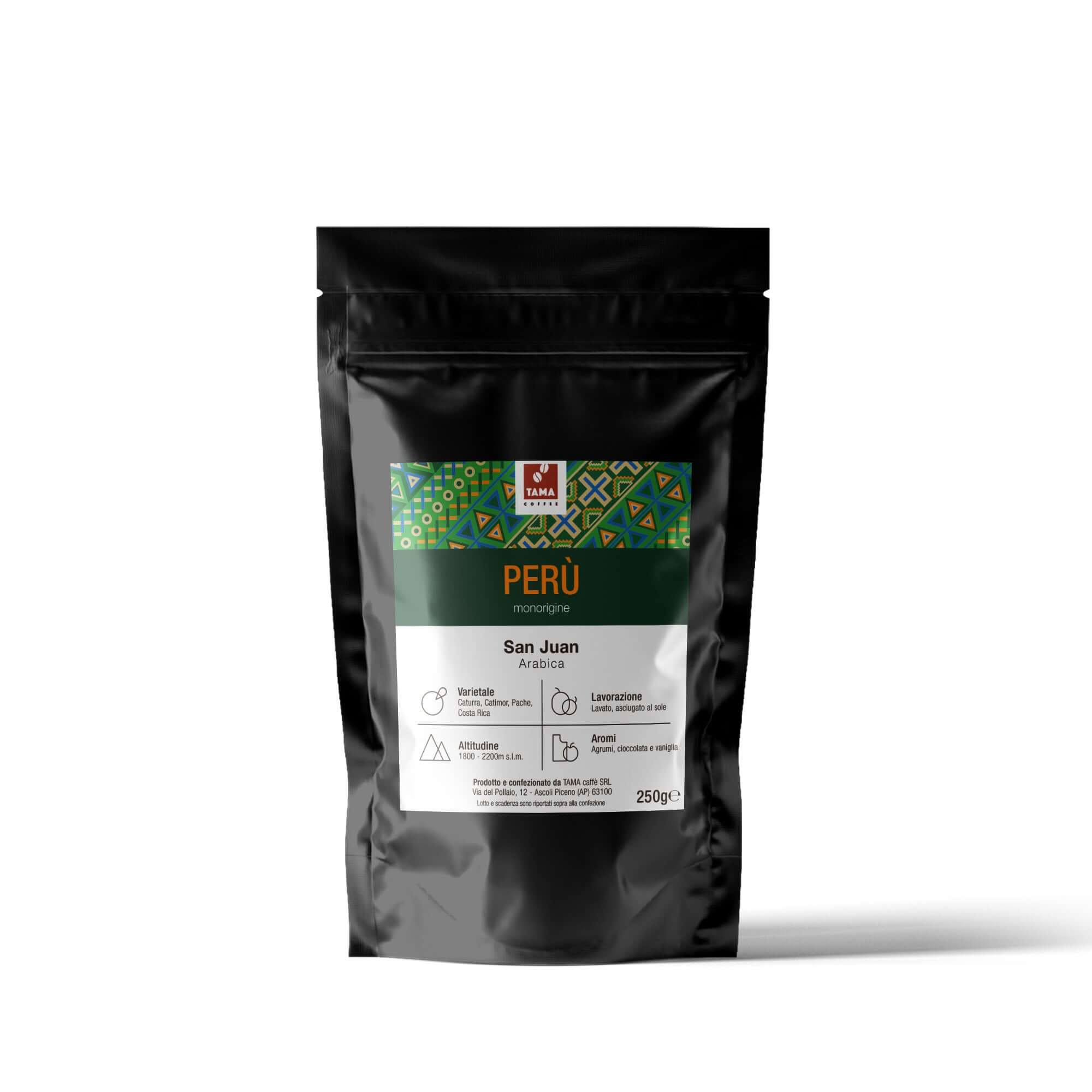 PERÙ SAN JUAN - Caffè monorigine Peruviano 100% arabica Agrumi, Vaniglia, Cioccolato nero